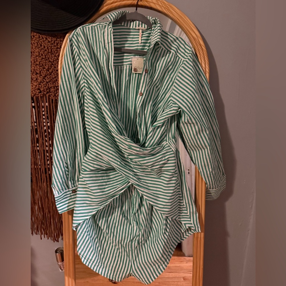 Green Striped Women's Top